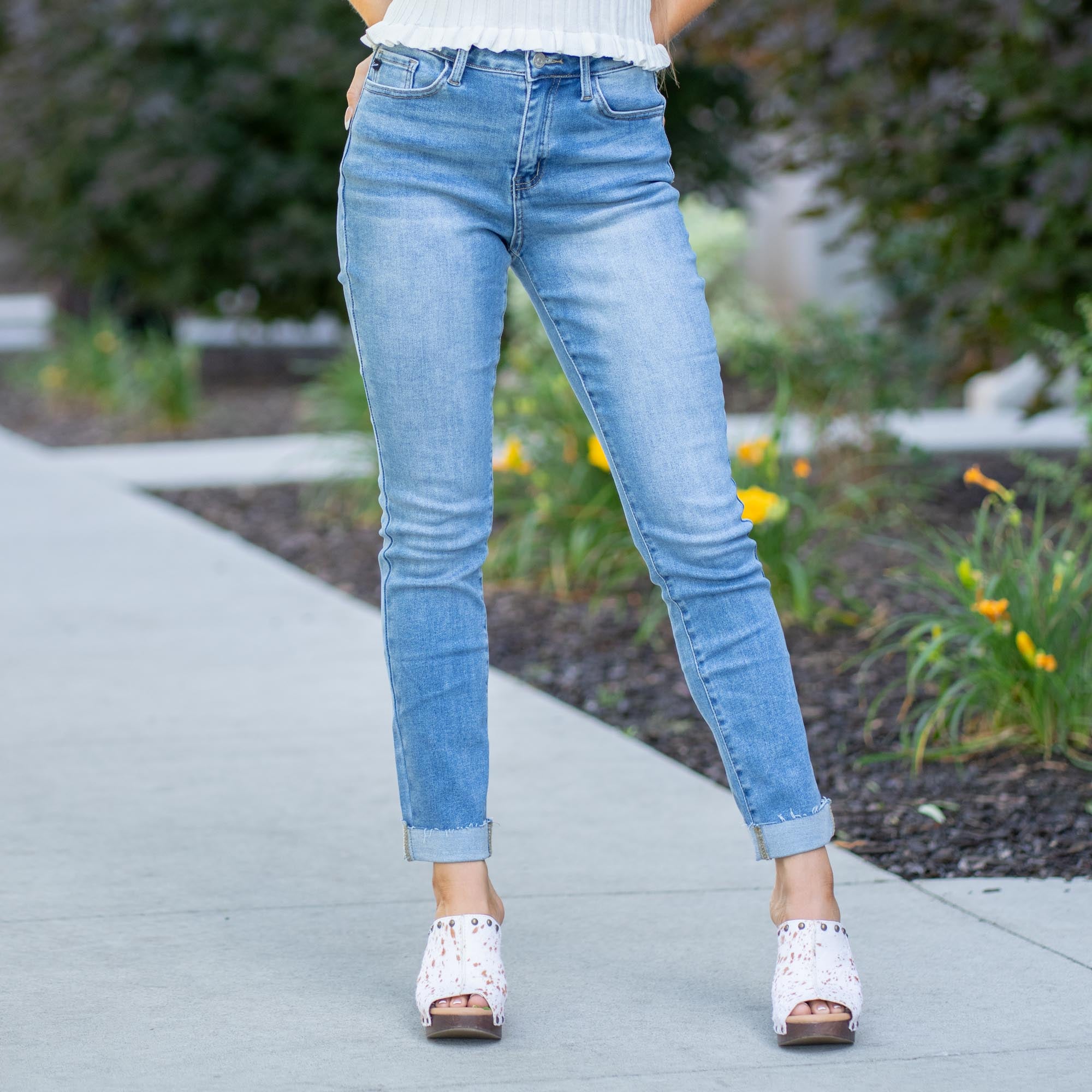 Curvy Fit Cristina High Rise Slim Straight Leg
