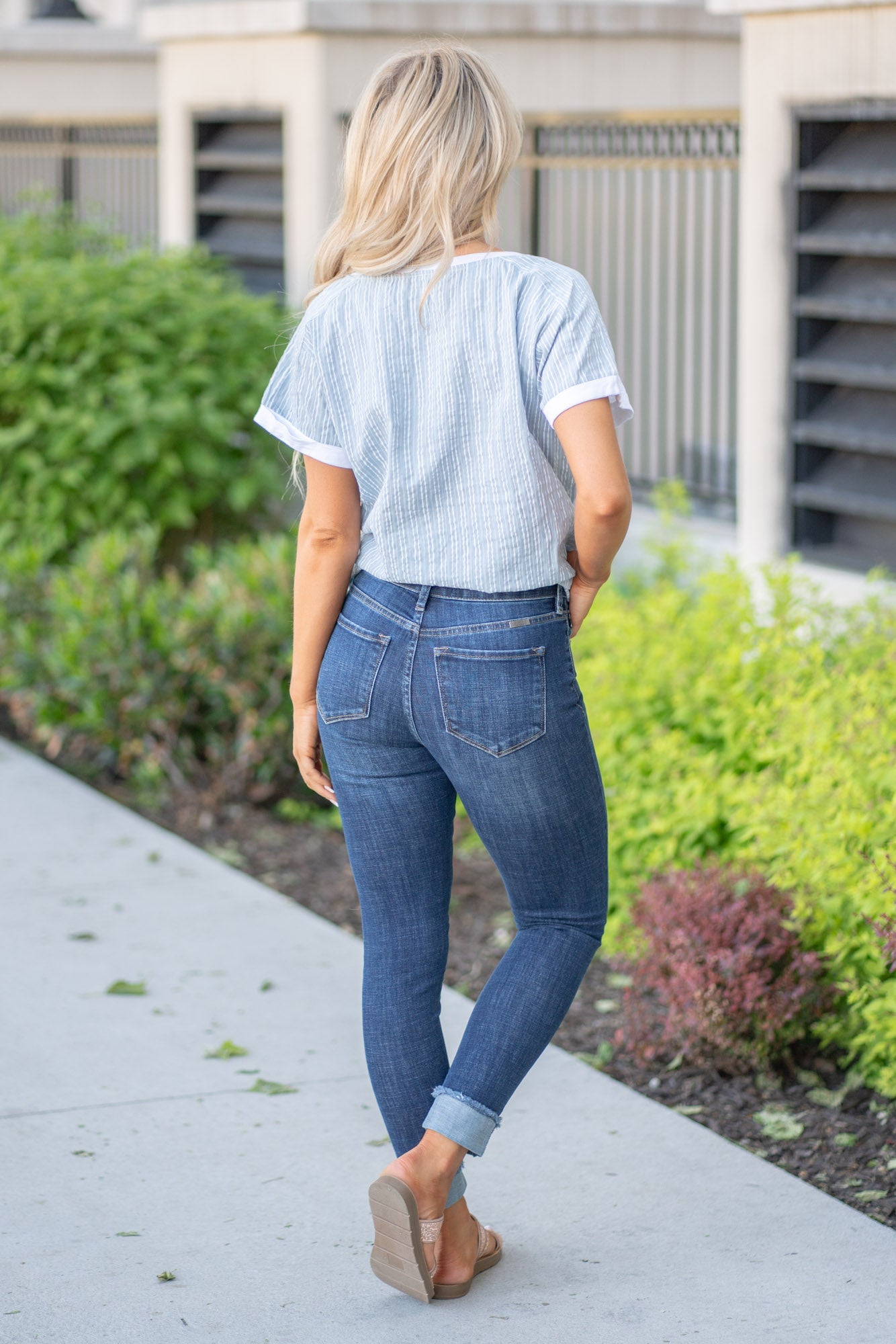 KanCan Payton High Rise Cuffed Skinny Jeans Dark Blue Wash