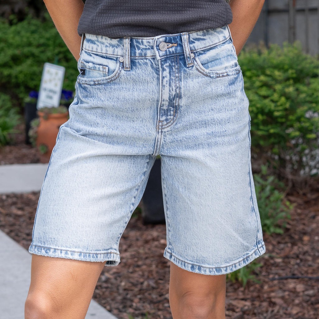 KanCan Arley High Rise Bermuda Shorts Light Blue