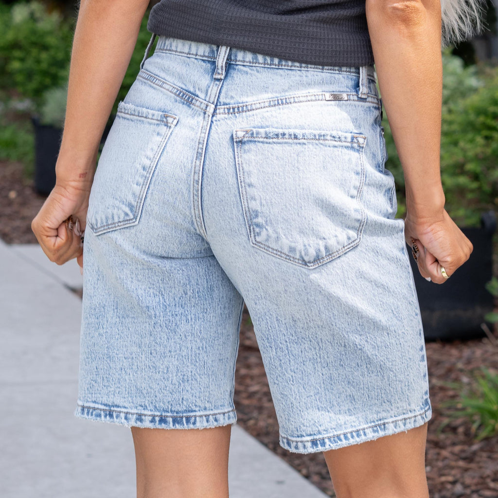 KanCan Arley High Rise Bermuda Shorts Light Blue