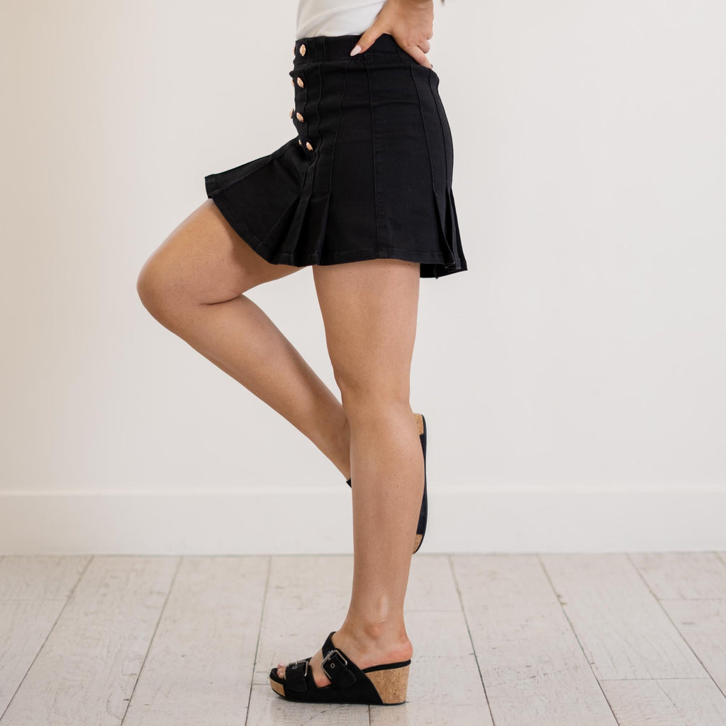 KanCan Irene High Rise Pleated Mini Skort Black