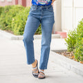 KanCan Ashley High Rise True Straight Leg Jeans Medium Blue
