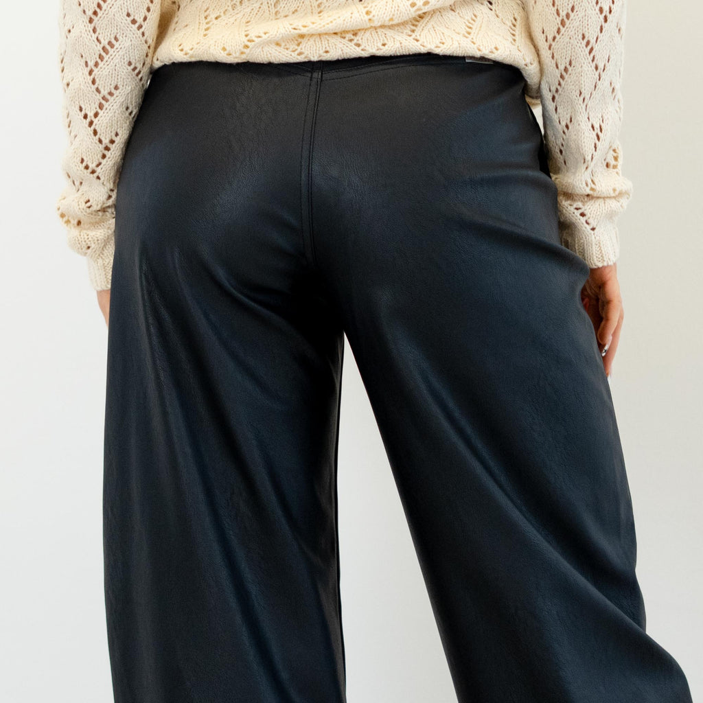 KanCan Darlene High Rise Faux Leather Barrel Pants
