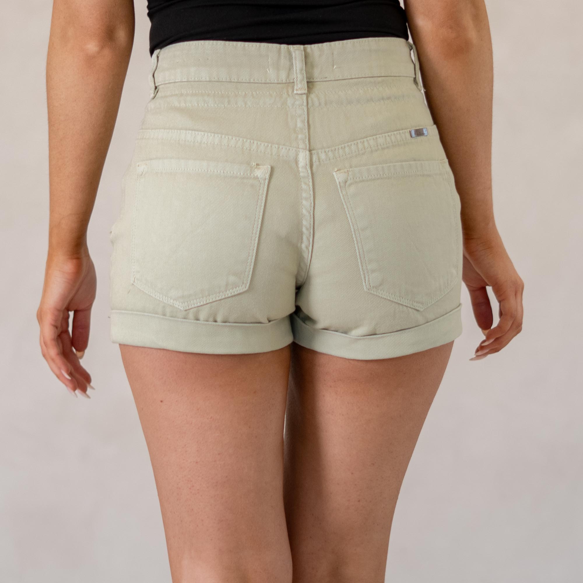 KanCan Azalea High Rise Draw String Shorts Sage