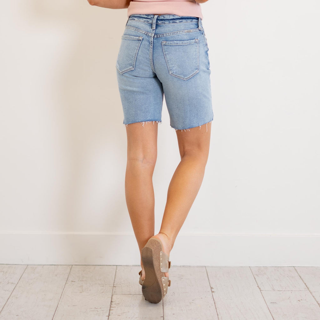 KanCan Talia Mid Rise Bermuda Shorts Medium Blue