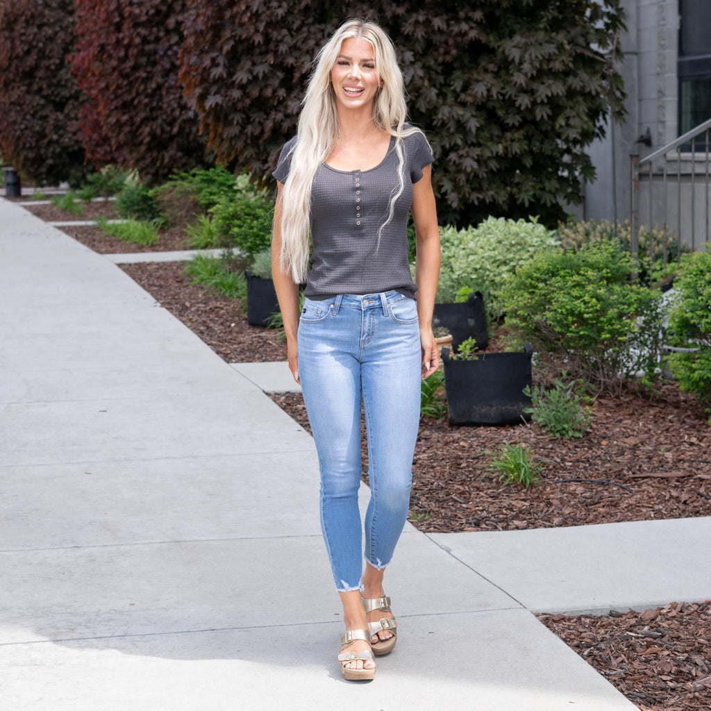 KanCan Willowbrook Essentials Mid Rise Ankle Skinny Jeans Medium Blue