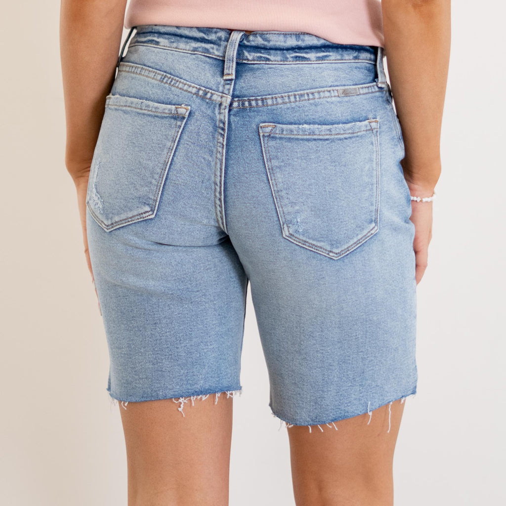 KanCan Talia Mid Rise Bermuda Shorts Medium Blue