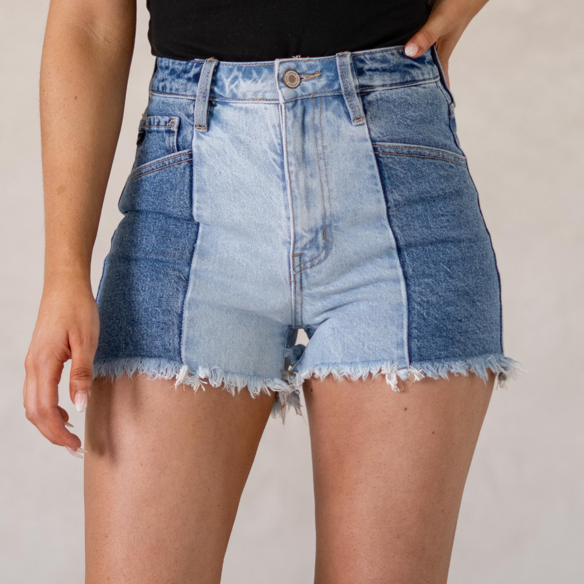 KanCan Monica Ultra High Rise Shorts Medium Blue