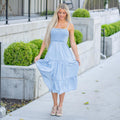KanCan Kate Light Blue Tiered Midi Dress with Adjustable Straps