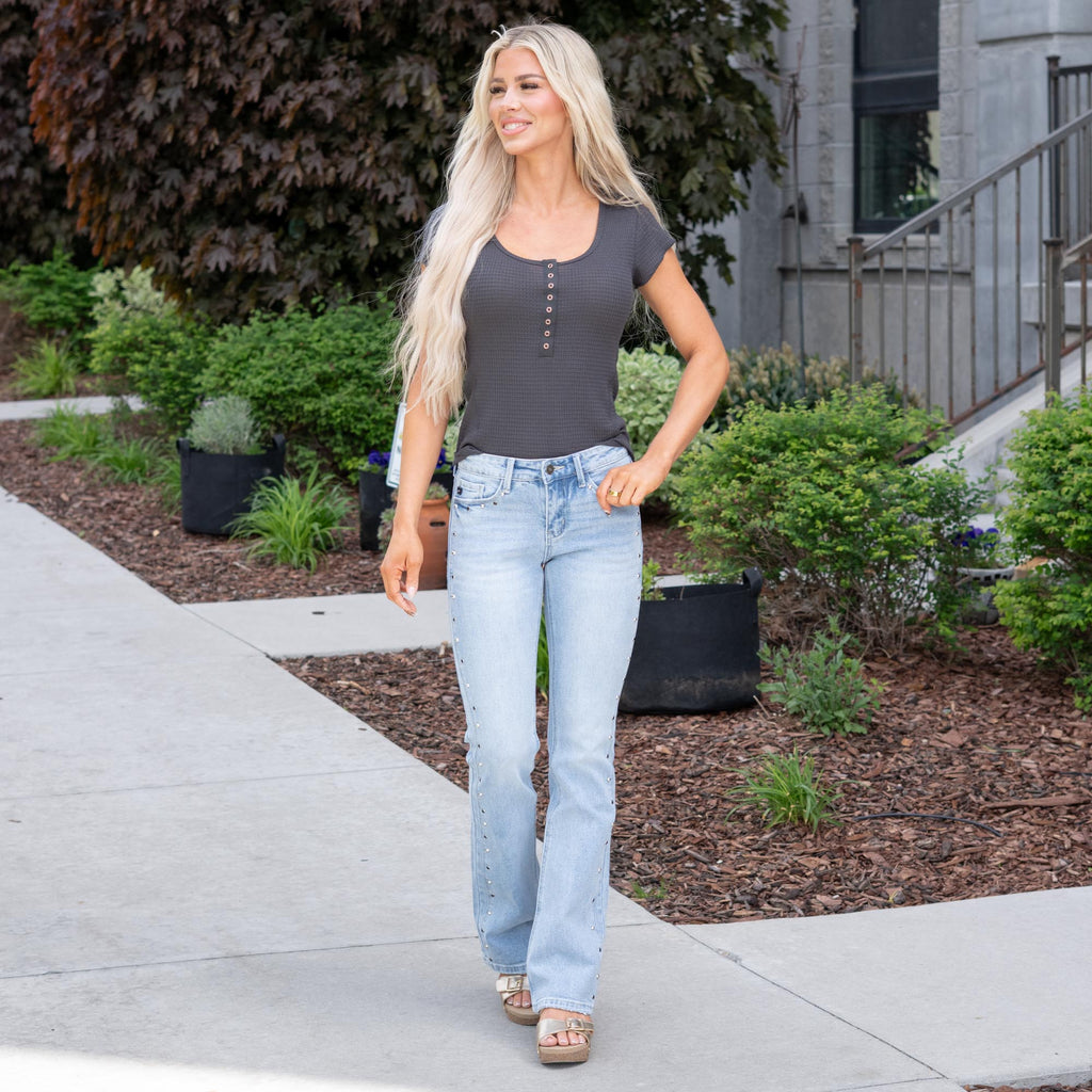 KanCan Abigail Mid Rise Bootcut Jeans – Stretch Medium Dark Wash