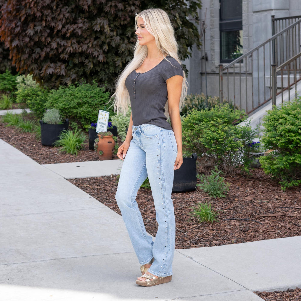 KanCan Abigail Mid Rise Bootcut Jeans – Stretch Medium Dark Wash