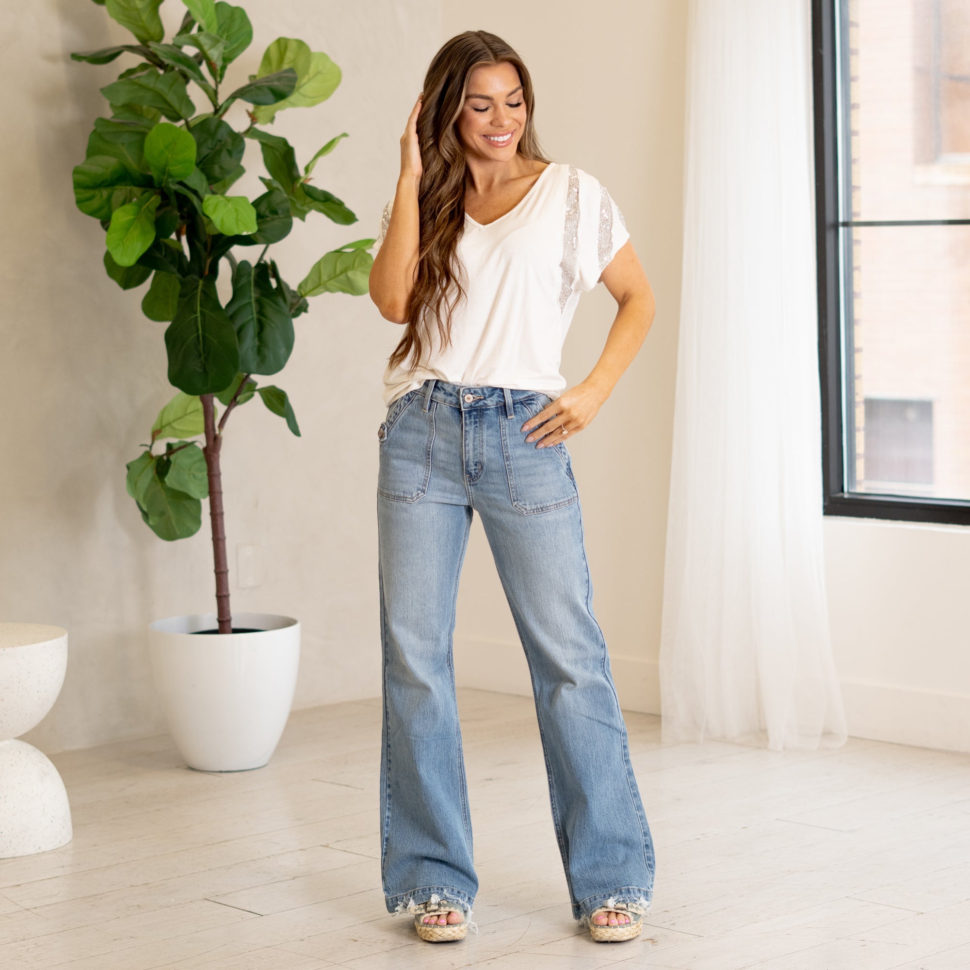 KanCan Yezmin High Rise Wide Leg Jeans