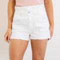 KanCan Norma High Rise Paperbag Shorts White