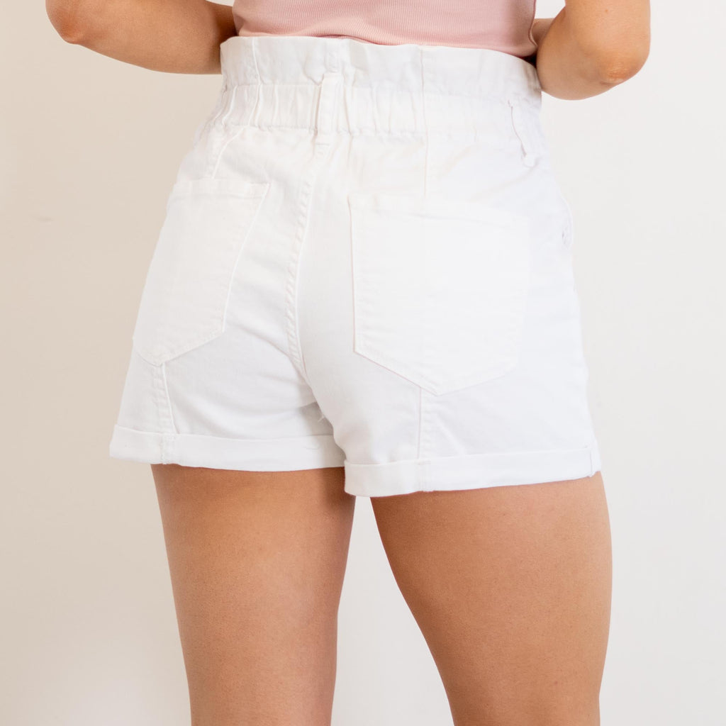 KanCan Norma High Rise Paperbag Shorts White