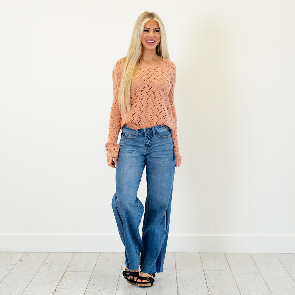 KanCan Marianne Mid Rise Wide Leg Medium Blue