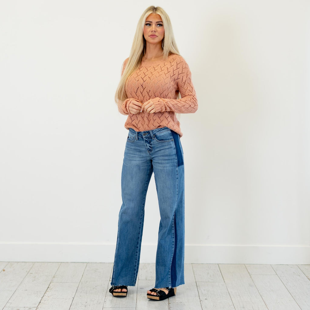 KanCan Marianne Mid Rise Wide Leg Medium Blue