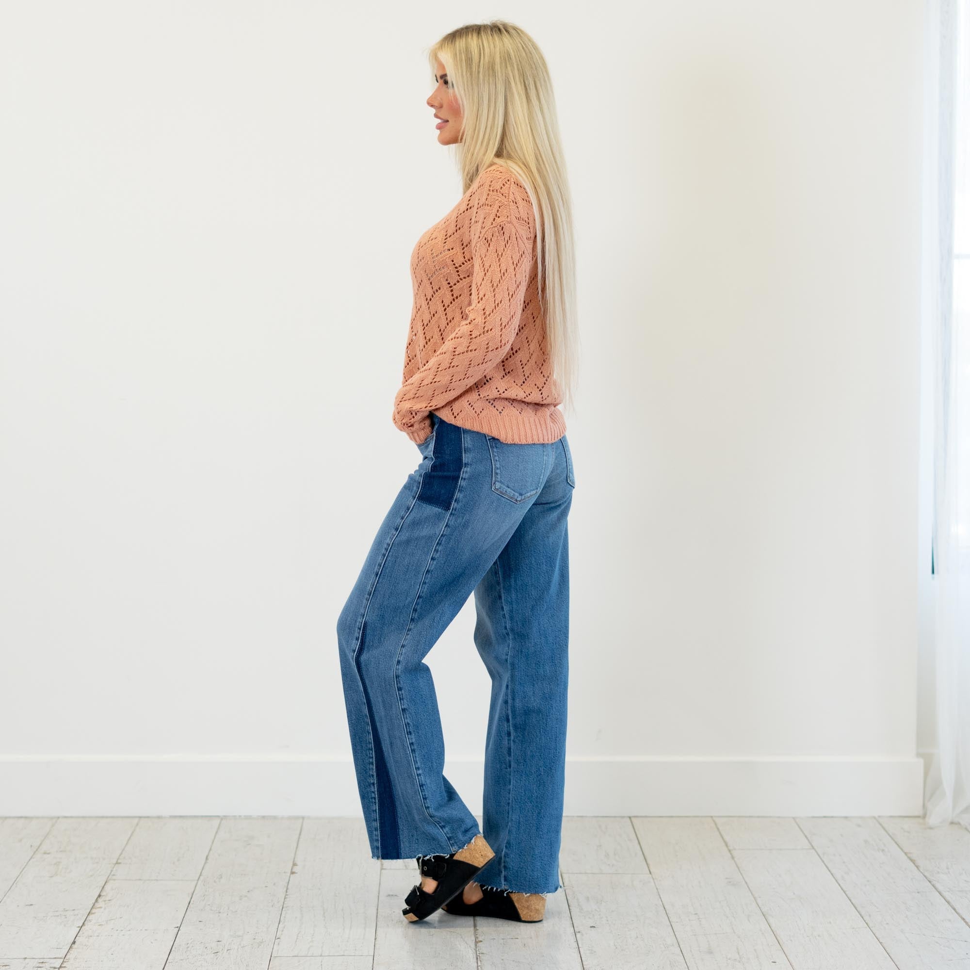 KanCan Marianne Mid Rise Wide Leg Medium Blue