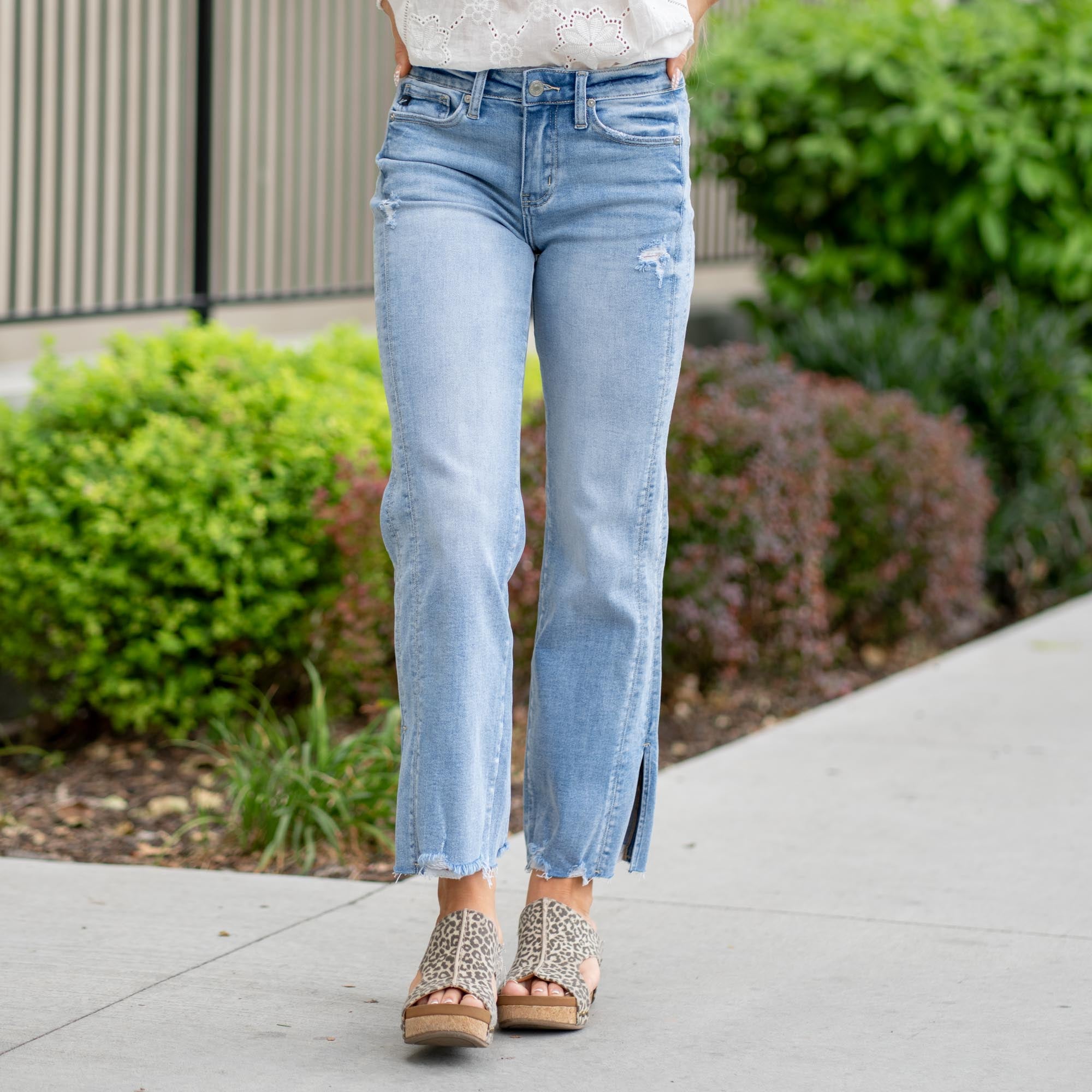 KanCan Sonia Mid Rise Straight Leg Jeans Medium Blue
