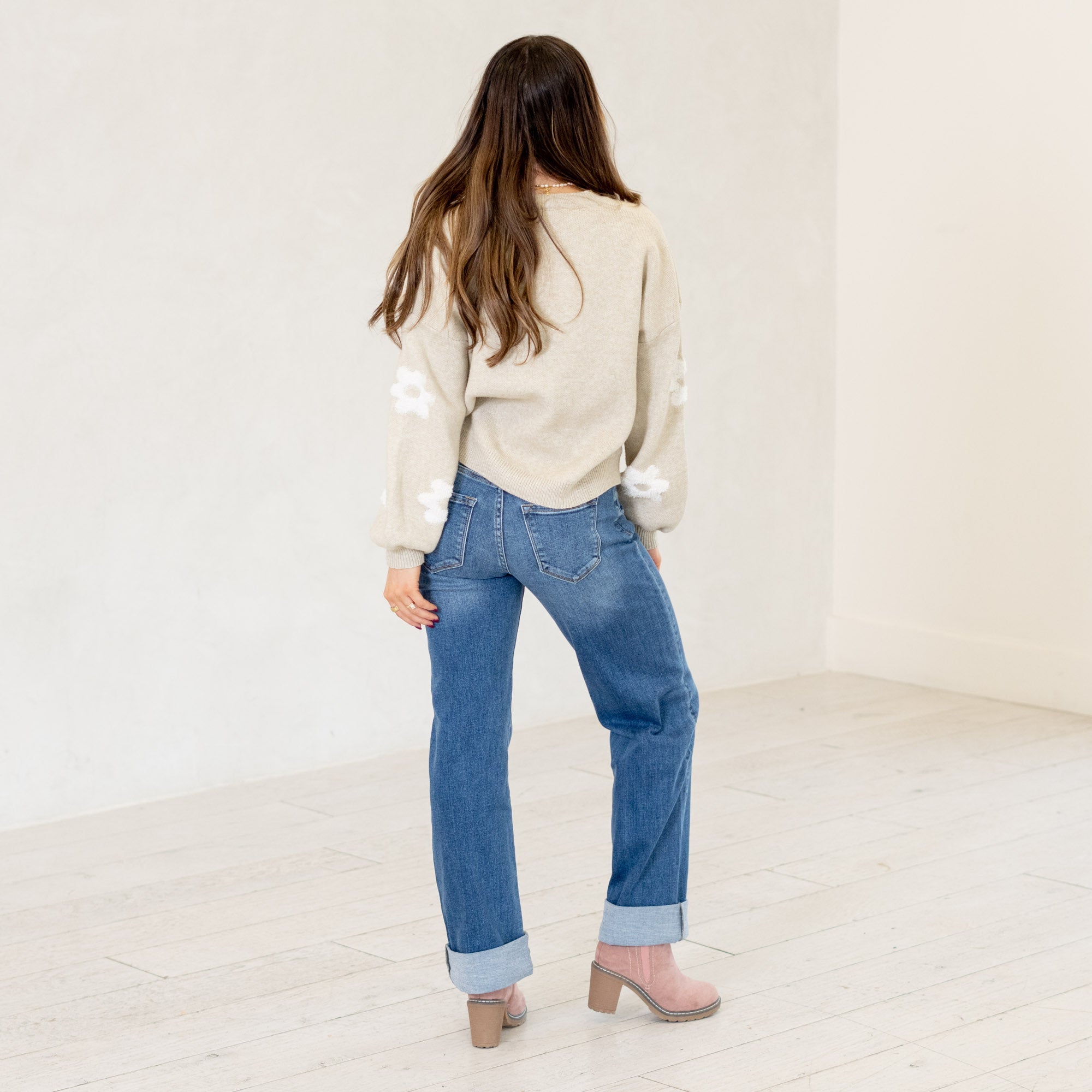 KanCan Ivanna High Rise Wide Leg Jeans Medium Blue Wash