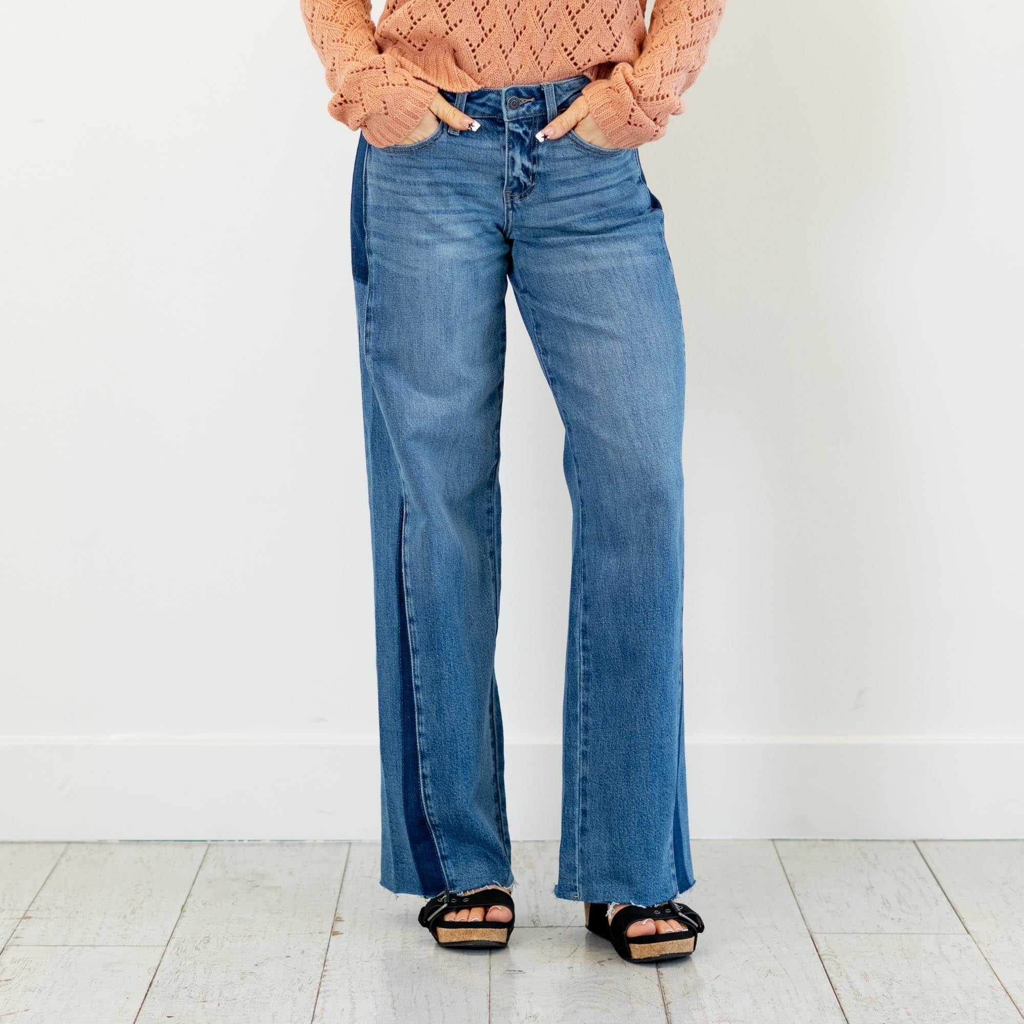 KanCan Marianne Mid Rise Wide Leg Medium Blue