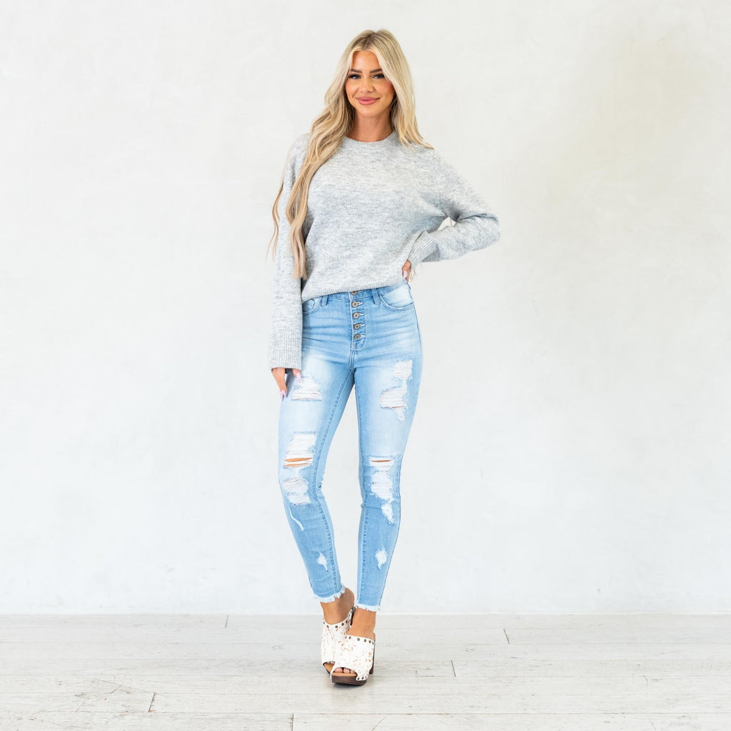 KanCan Lola High Rise Super Skinny Jeans Light Blue Wash