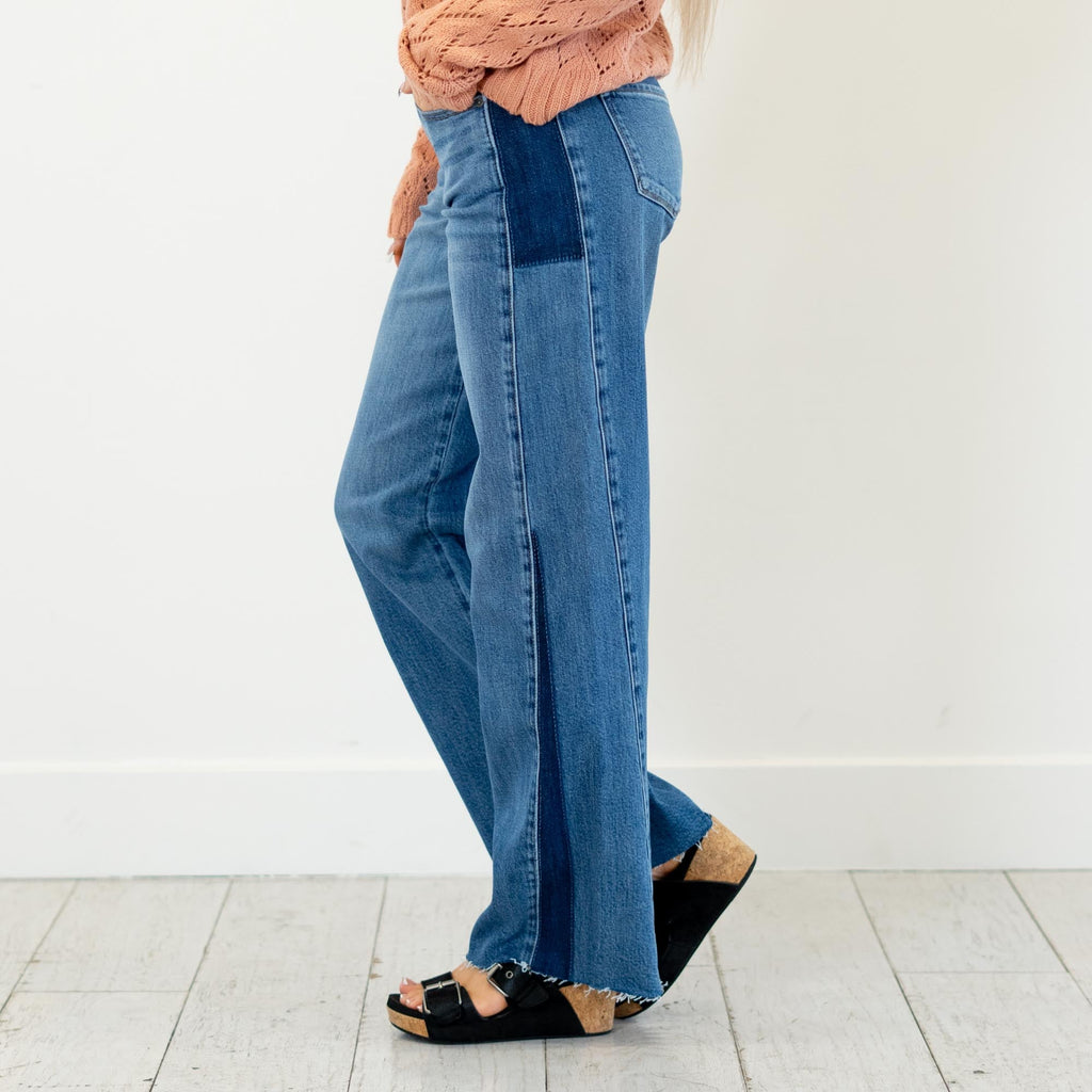 KanCan Marianne Mid Rise Wide Leg Medium Blue