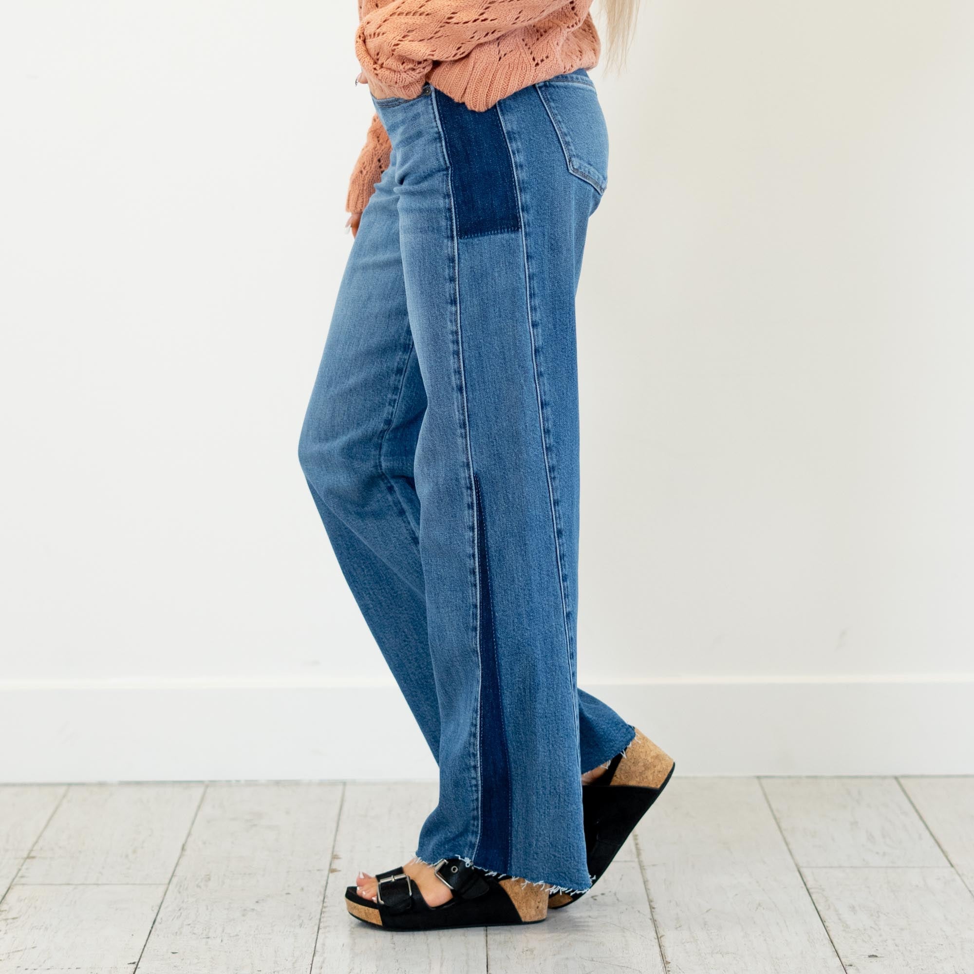 KanCan Marianne Mid Rise Wide Leg Medium Blue