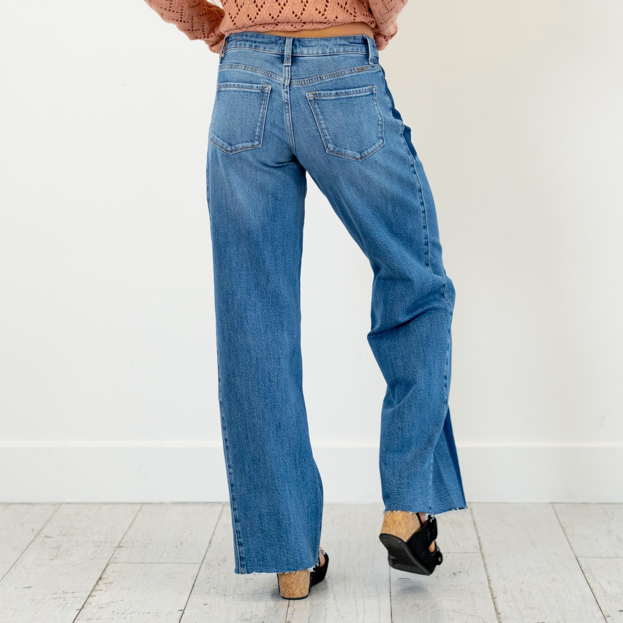 KanCan Marianne Mid Rise Wide Leg Medium Blue