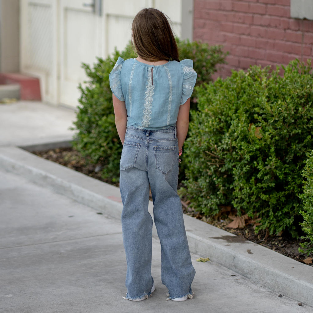 Kids Bee High Rise Slim Wide Leg