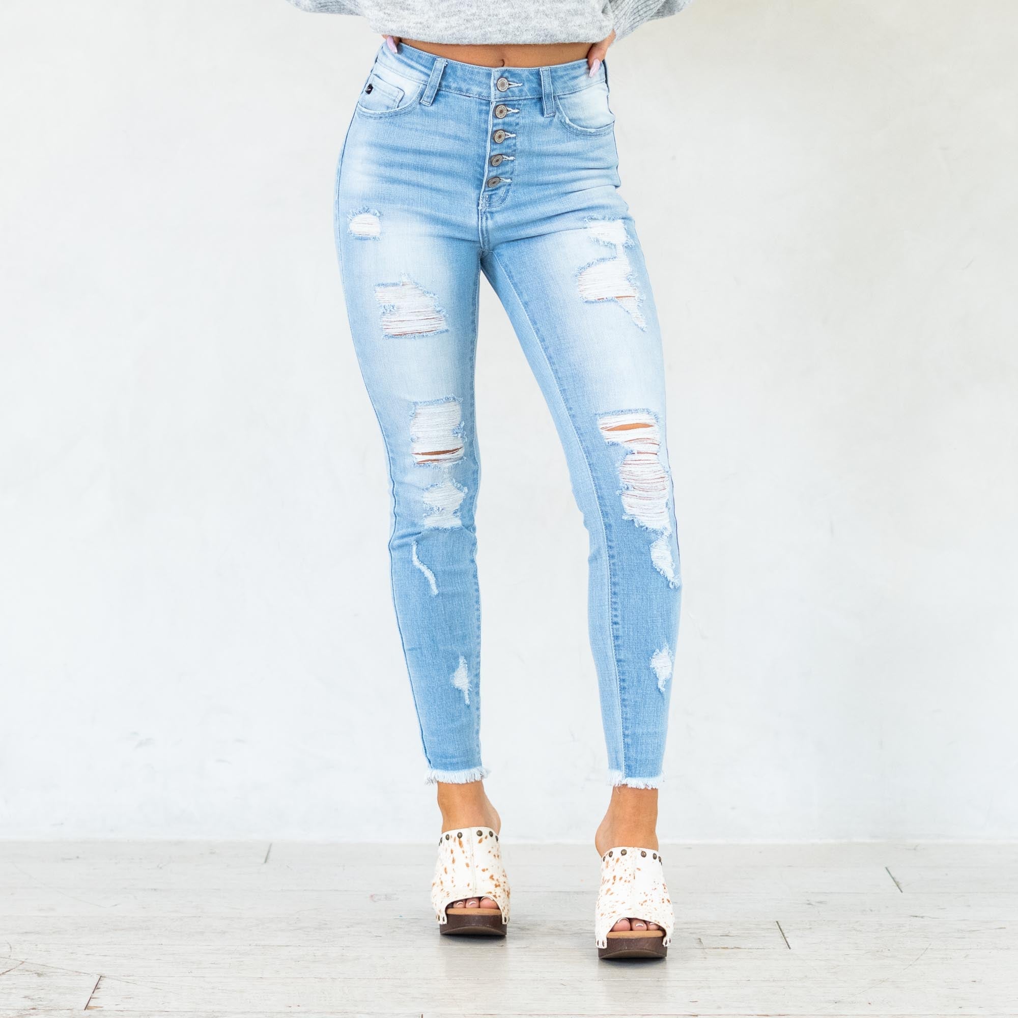 KanCan Lola High Rise Super Skinny Jeans Light Blue Wash