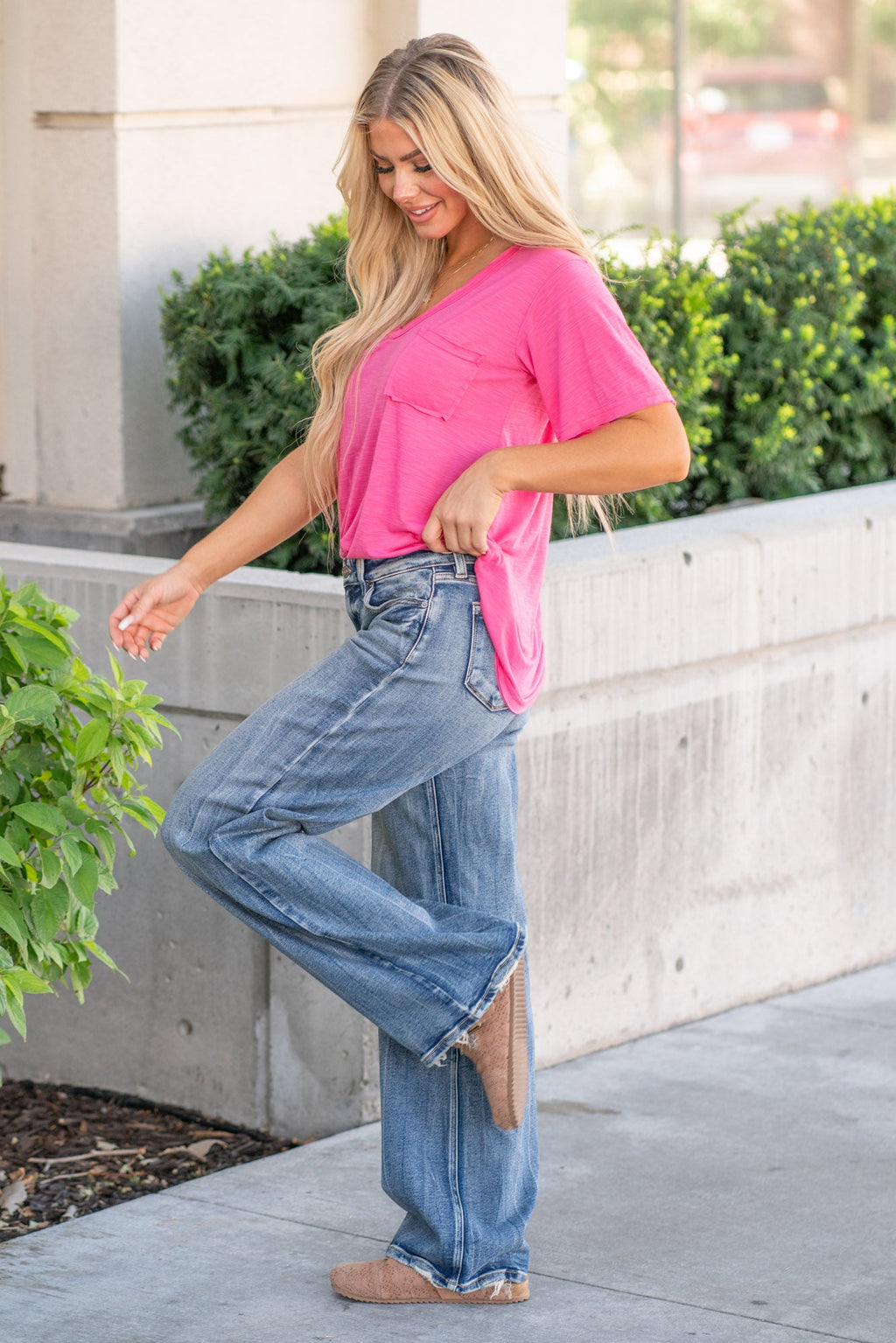 KanCan Venice Mid Rise Wide Leg Jeans Dark Blue Wash