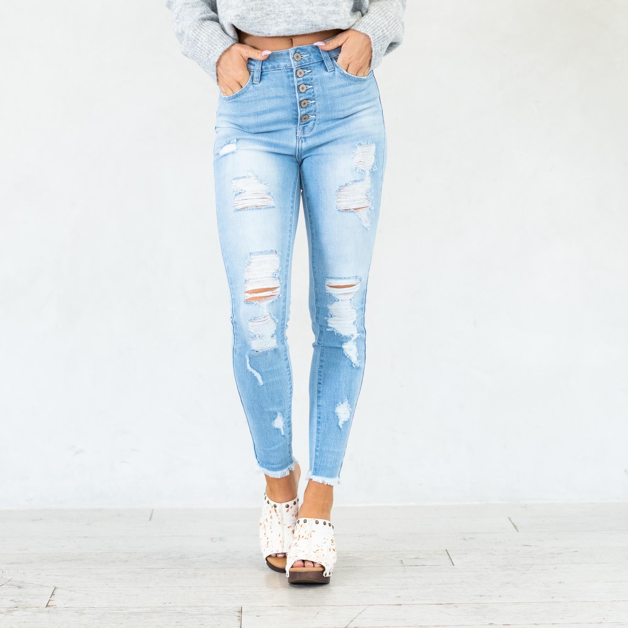 KanCan Lola High Rise Super Skinny Jeans Light Blue Wash