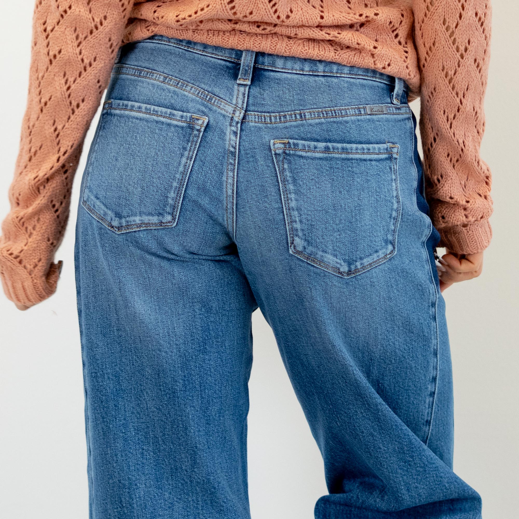 KanCan Marianne Mid Rise Wide Leg Medium Blue