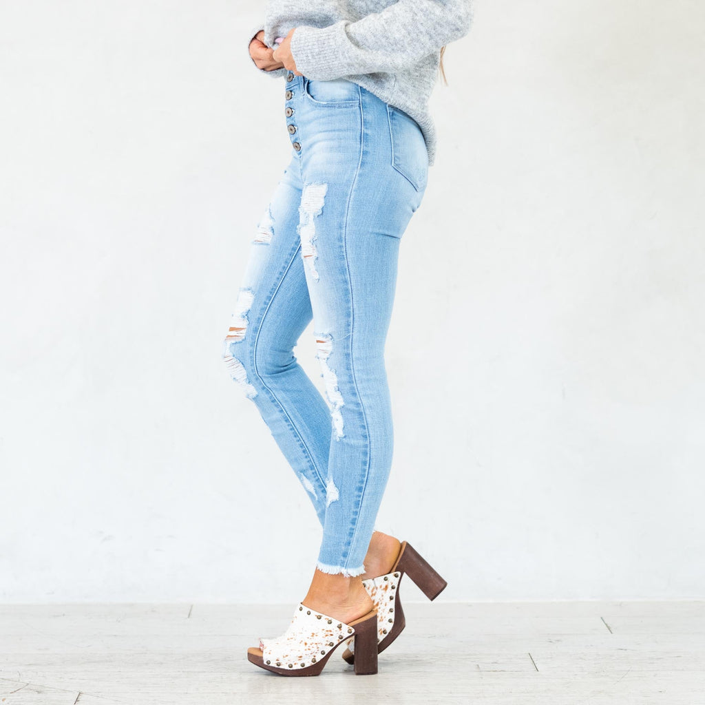 KanCan Lola High Rise Super Skinny Jeans Light Blue Wash
