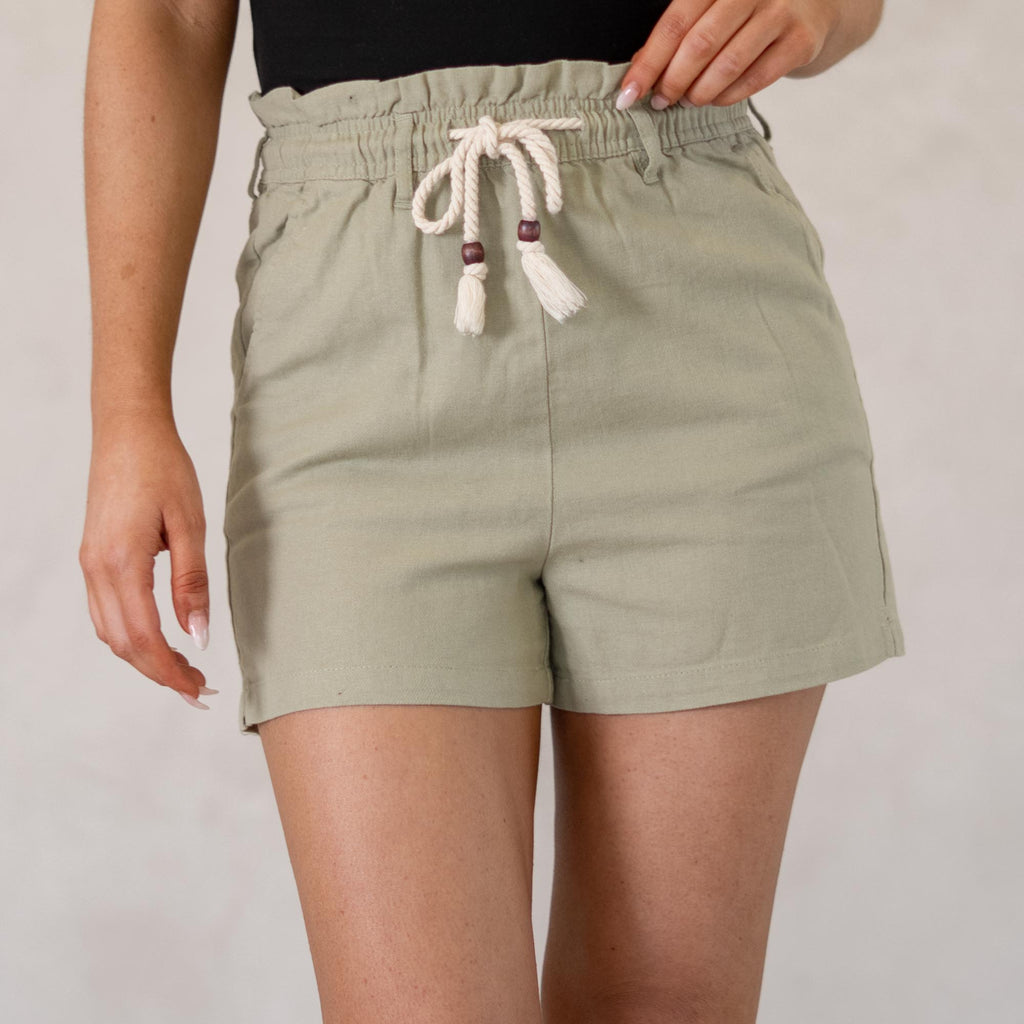 KanCan Maddox Paperbag Shorts Khaki