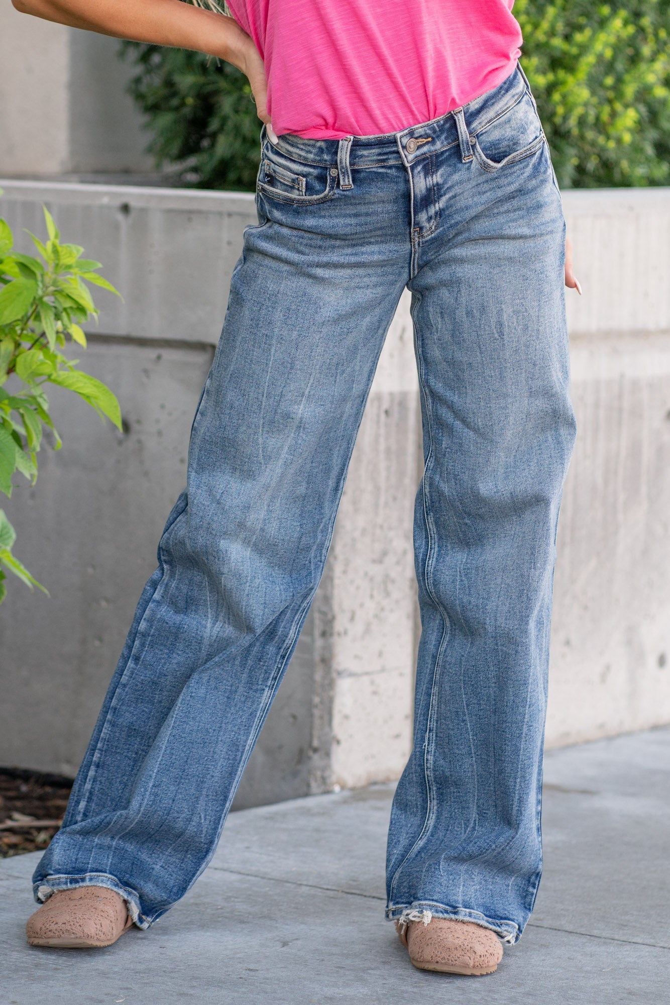 KanCan Venice Mid Rise Wide Leg Jeans Dark Blue Wash