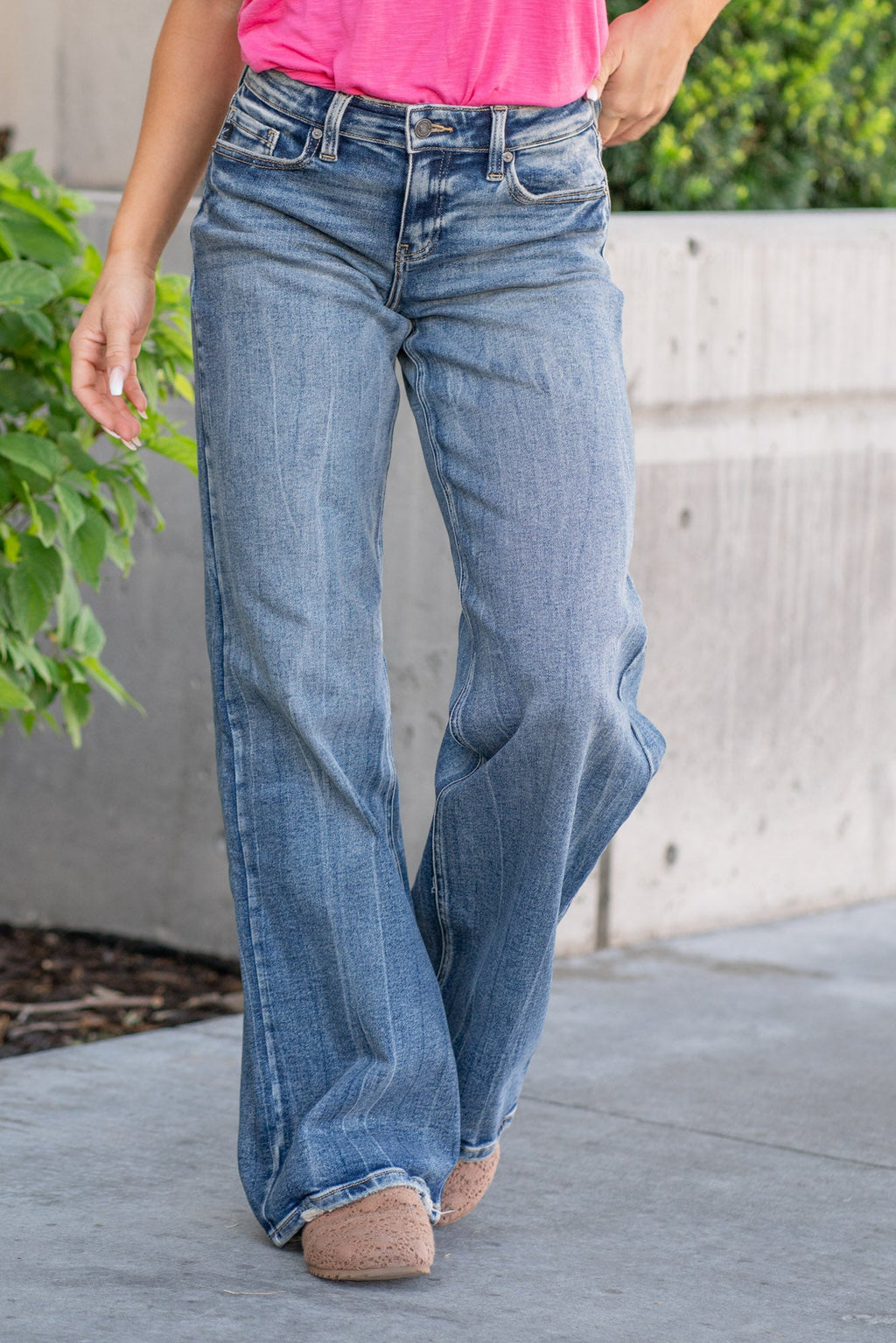 KanCan Venice Mid Rise Wide Leg Jeans Dark Blue Wash