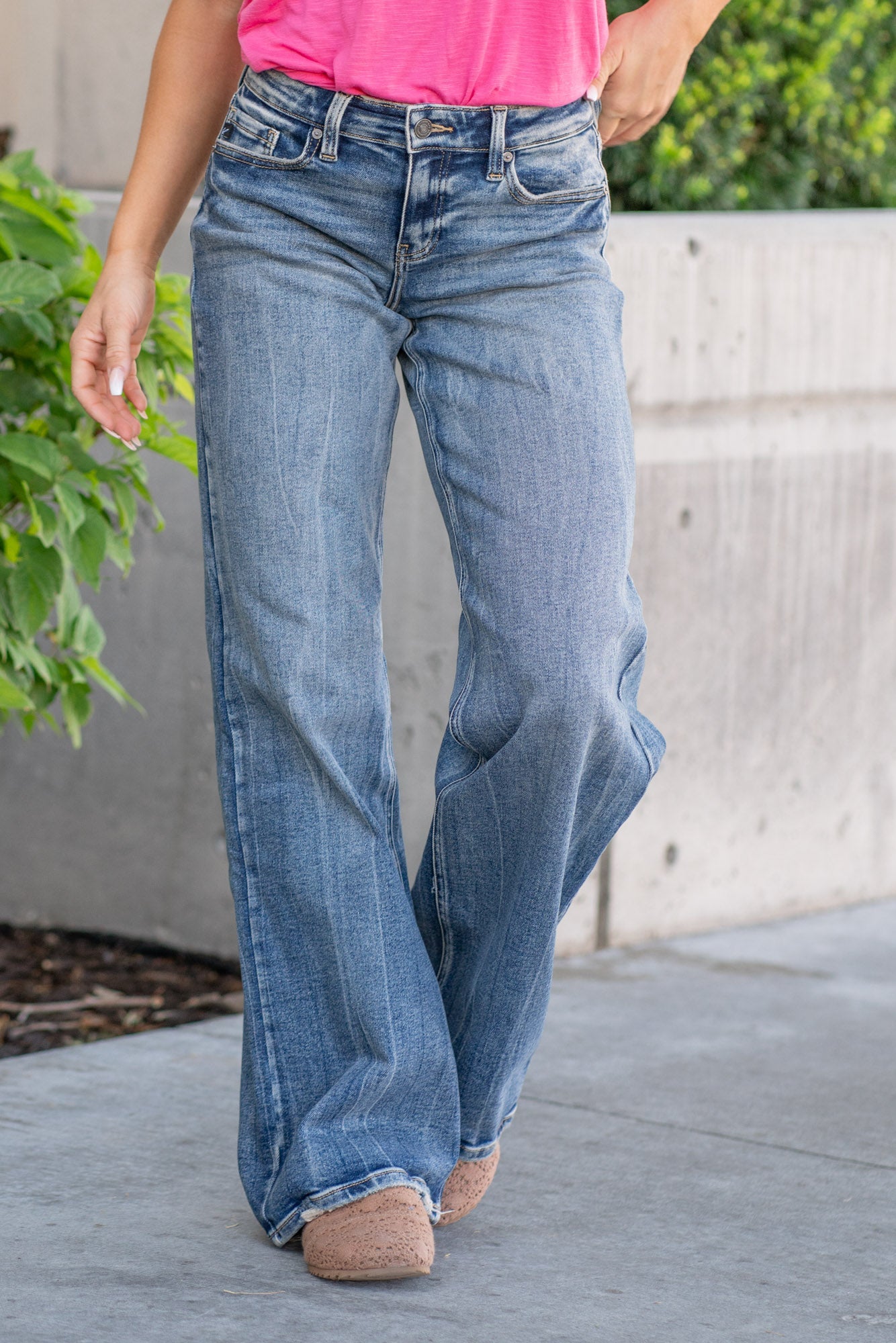KanCan Venice Mid Rise Wide Leg Jeans Dark Blue Wash