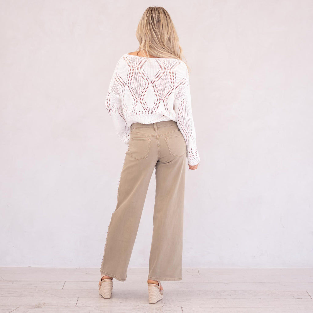 KanCan Ellie Mid Rise Wide Leg Jeans Tan Wash