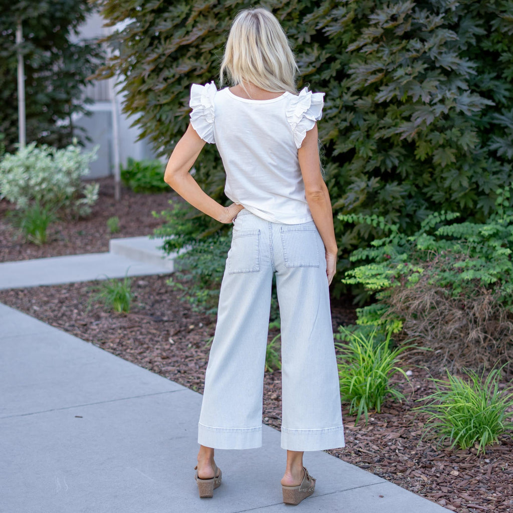 KanCan Jace High Rise Crop Wide Striped