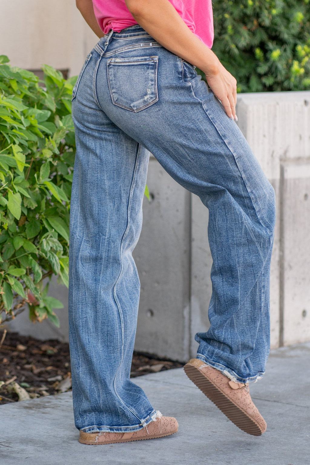 KanCan Venice Mid Rise Wide Leg Jeans Dark Blue Wash