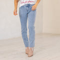 Evelyn Mid Rise Slim Straight Leg