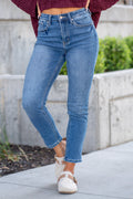KanCan Natasha High Rise Slim Straight Leg Jeans Medium Blue Wash