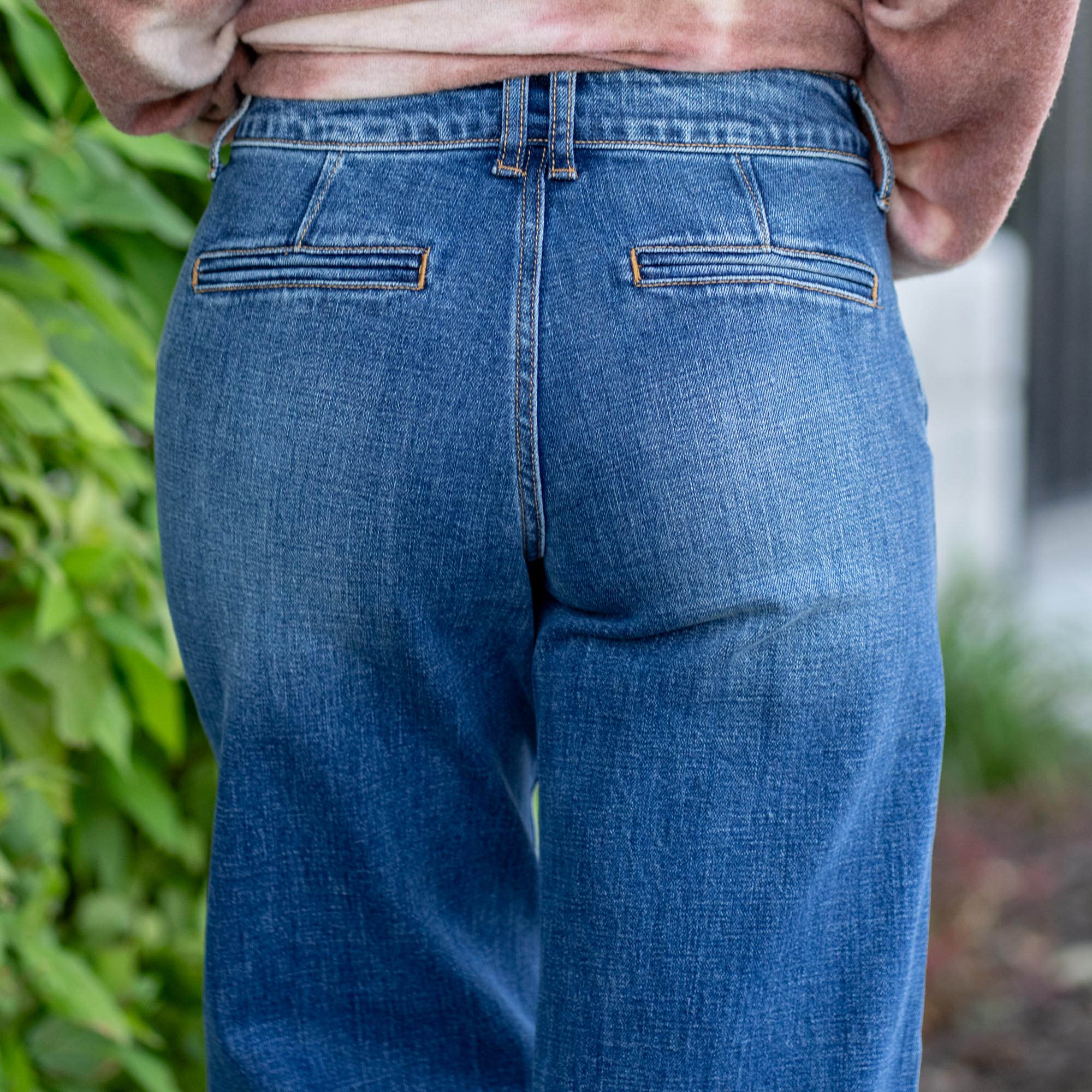 KanCan Petite Tara Mid Rise Trouser Wide Leg Jean Medium Blue