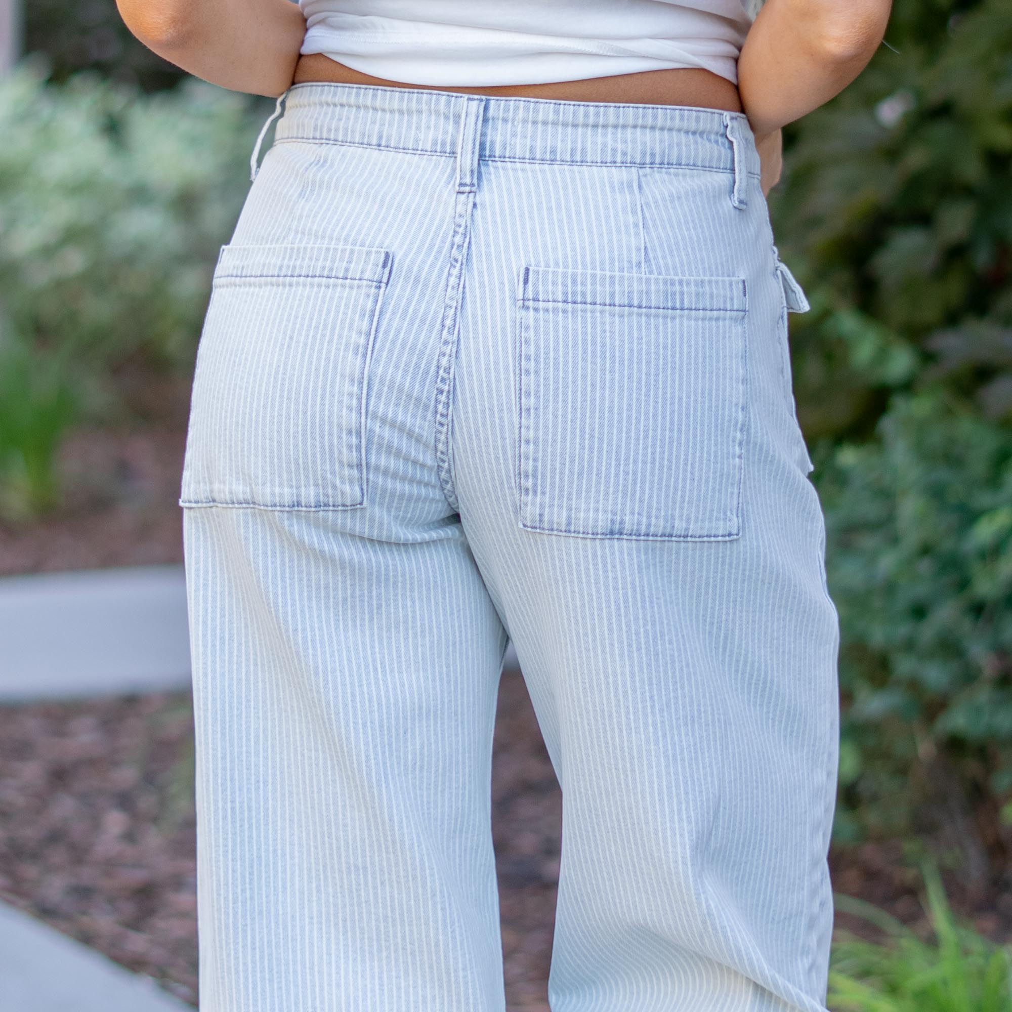 KanCan Jace High Rise Crop Wide Striped