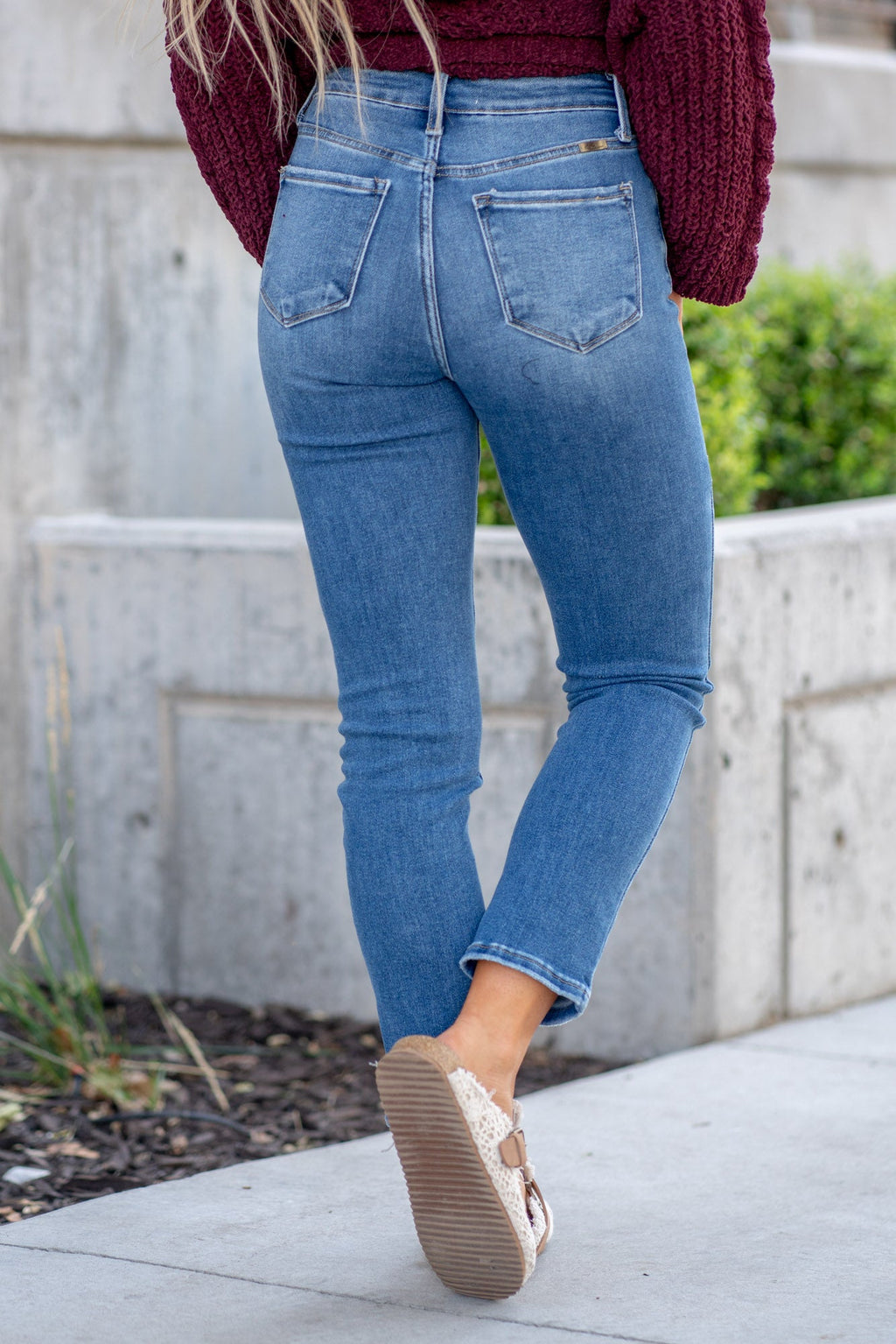 KanCan Natasha High Rise Slim Straight Leg Jeans Medium Blue Wash