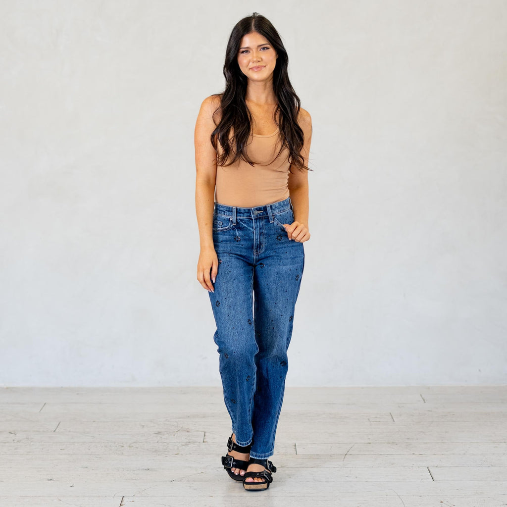 KanCan Renata High Rise Straight Jeans Dark Blue Wash