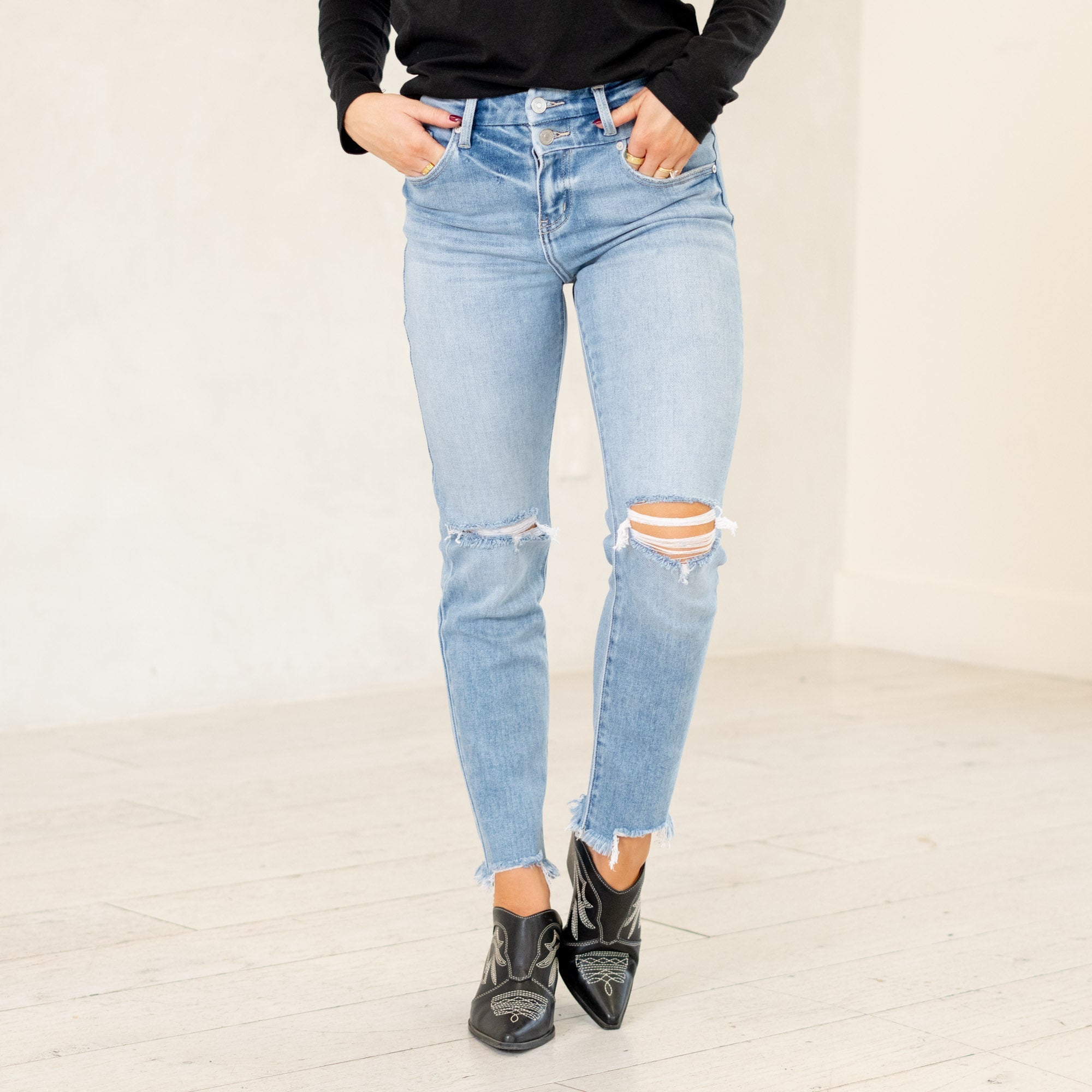 Clover High Rise Slim Straight Fit Leg