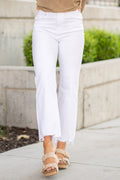 KanCan Skyla High Rise Slim Wide Leg Jeans White