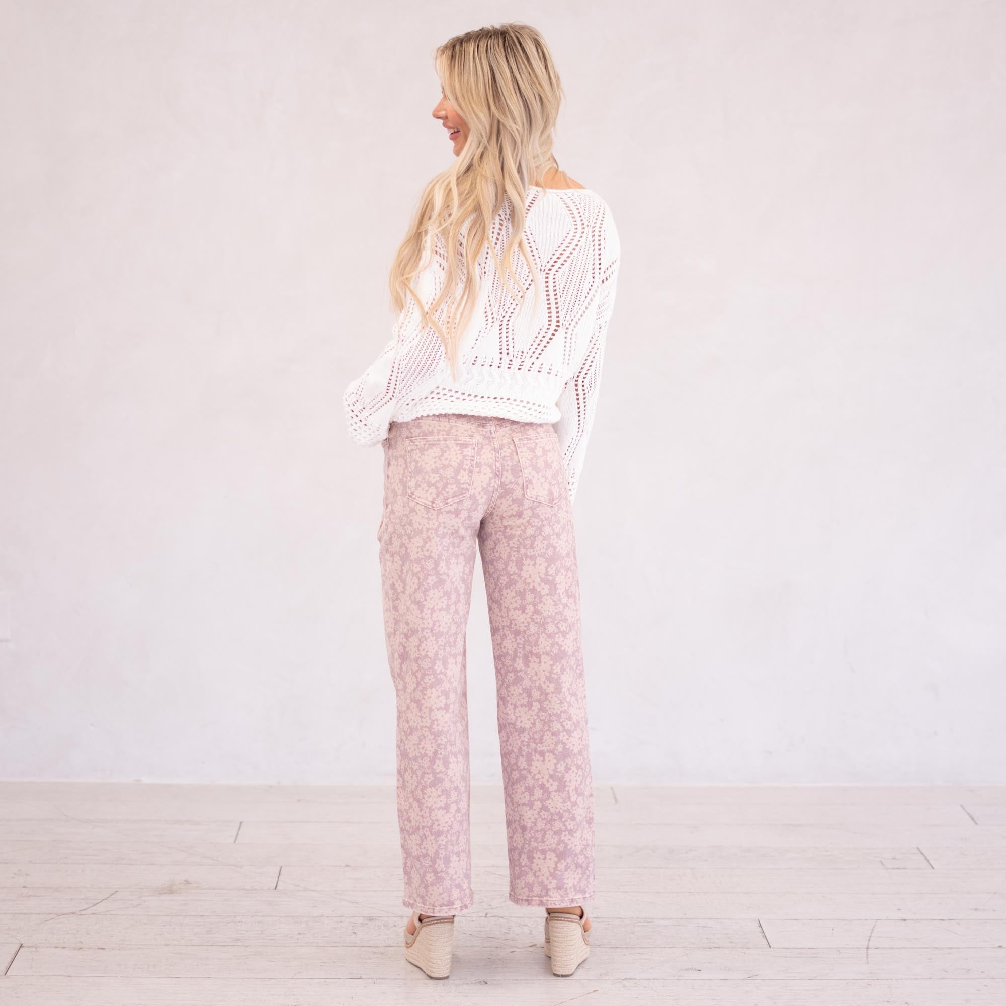 KanCan Roselynn High Rise Wide Leg Dusty Rose